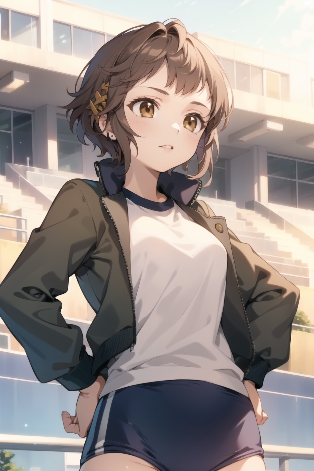 05387-2992907898-1girl, solo,___lora_natsunominami-000012_1_ natsunominami, jacket, gym uniform, buruma, brown eyes,__standing, hands on hips, ou.png